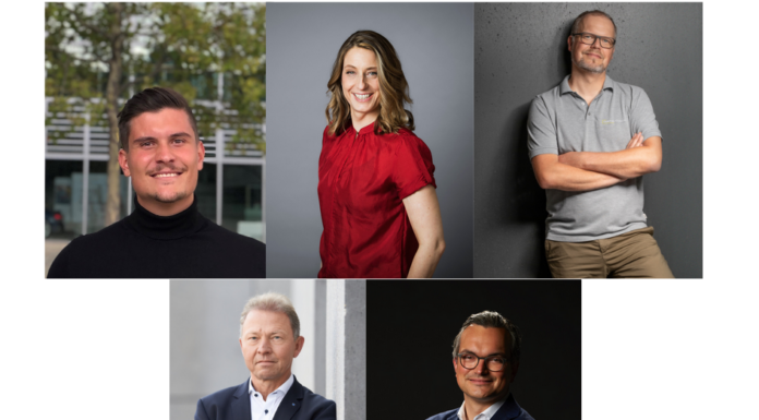 Richard Bochmann (A4nXT), Dr. Tanja Emmerling (HTGF), Oliver Hanisch (Campus Founders), Dr. Dieter Kraft (Trumpf Venture), Christian Teichmann (Burda Principal Investments)